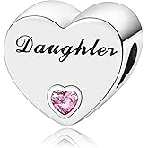 Doyafer Daughter's Love 5A Zircon Pink Heart-Shaped Charm 925 Sterling Silver Charms Jewelry Fit Women's Bracelets Necklaces For Family