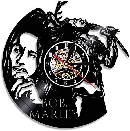 MCAXIJUN Bob Marley Vinyl Record Wall Clock, Classic Nostalgic Music Character Art Silhouette Decoration Gift, 30cm (12 Inches)