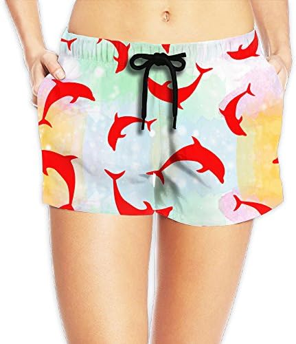 Dolphin Seamless Pattern Background Vector Illustration1 Women's Quick Dry Sexy Volleyball Beach Shorts With Pocket