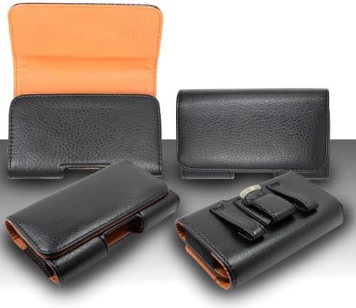 Pouch Case For HTC One M8 - Premium Classic Black Pebble Texture Leather Design Horizontal Leather Belt Case Clip Holster Pouch Cover Case (Fit for Single Phone With Thin Case or Back Cover Together)