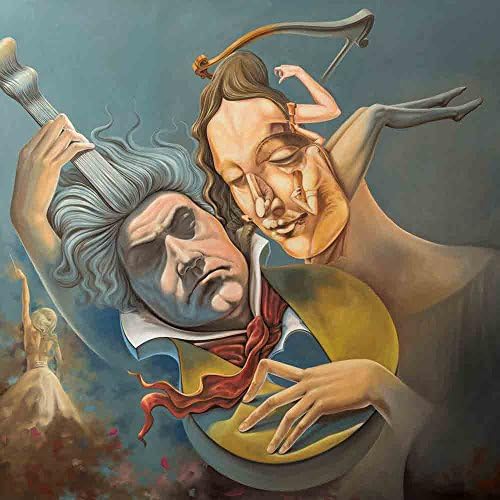 VanGohArt - Beethoven, The Sound of Silence - Artist Justin Ghita, Canvas Giclee Wall Art Print, Framed