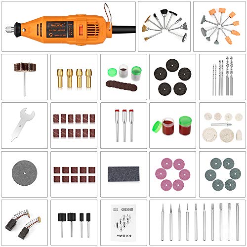 Rotary Tool Kit, INLIFE Multi-functional Power Rotary Tool Electric Drill Grinder with Adjustable Speed for Home Improvement and Crafting Projects (150 pieces)