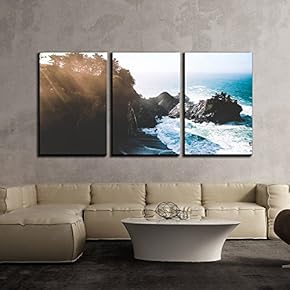 Seashore with Huge Waves in The Morning x3 Panels