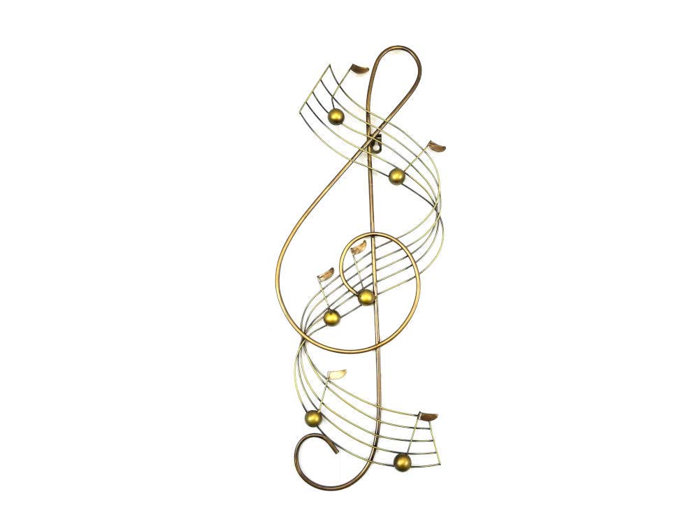 New - Contemporary Metal Wall Art Décor - Bronze Treble Clef Musical Note Score