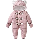 Simplee kids Baby Infant Boys Girls Snowsuit Winter Hooded Footed Warm Jumpsuit Outerwear with Gloves for 3-24 Months