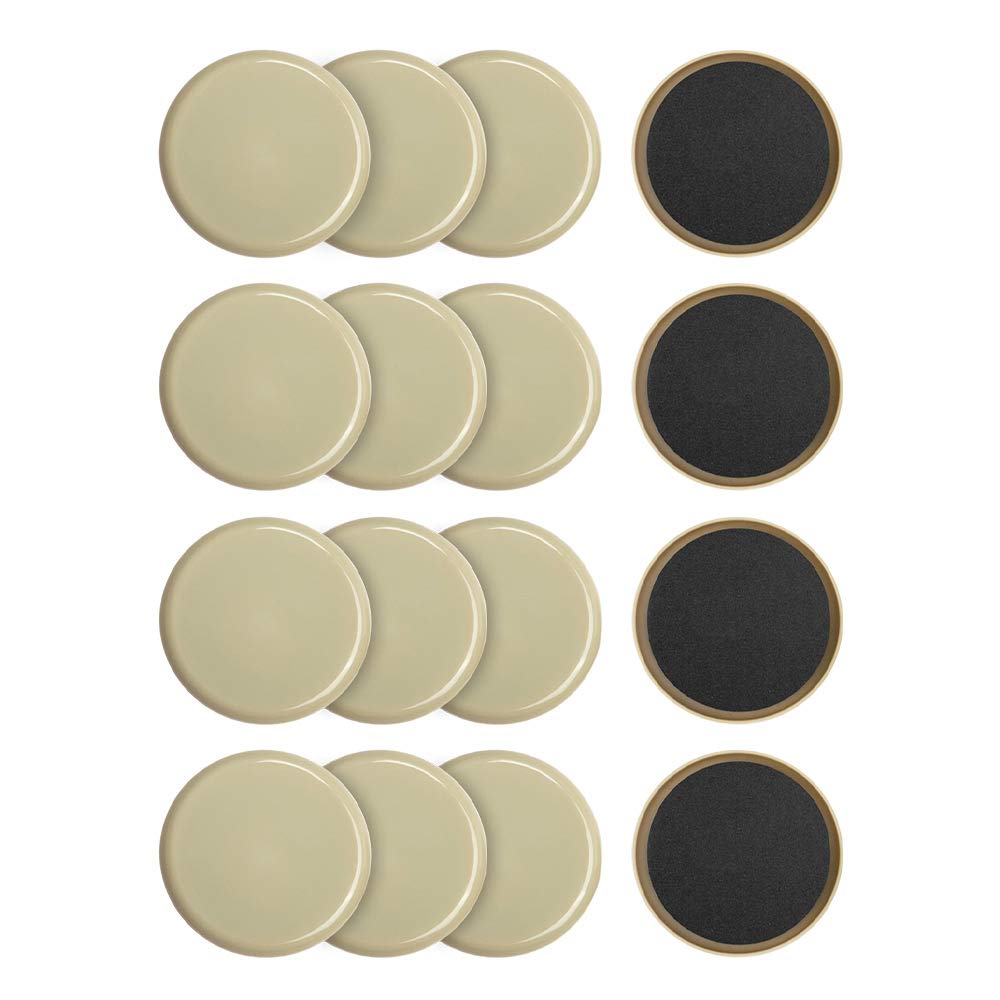 16 PACK Moving Furniture Sliders - Carpet Sliders Pads, Reusable Heavy Furniture Movers Sliders, Furniture Flooring Coaster, Round Carpet Furniture Mover for Carpeted Surfaces, Reusable Pads for Moving Heavy Furniture 3-1/2\