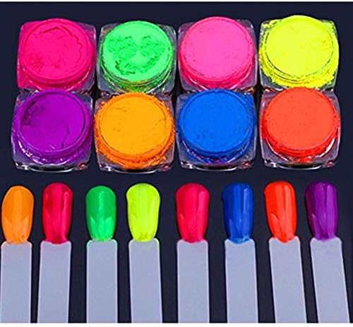 CZY Neon Pigment Nail Powder Dust Nail Glitter Gradient Iridescent Acrylic Sugar Powder Glitter Dust Nail Art Decoration (Color: Multicolor)