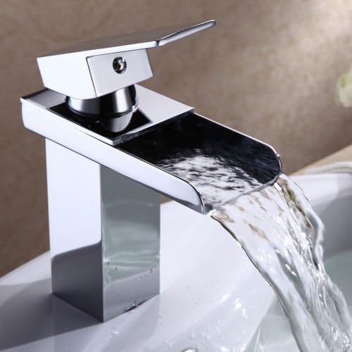 Kitchen Faucet, Bathroom Faucet Chrome Polished Brushed Waterfall Faucet Brass Bathroom Basin Sink Mixer Tap Faucet Body Material Brass Faucet Bathtub