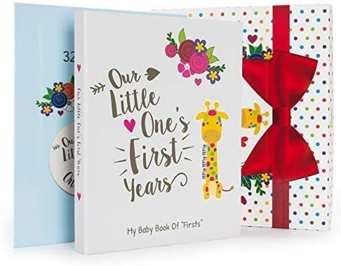 Baby Shower Gift for Boys & Girls: One Baby Memory Book + 12 Monthly Stickers + 20 Holiday Stickers + Keepsake Envelope - Unforgetable Baby Gift Set