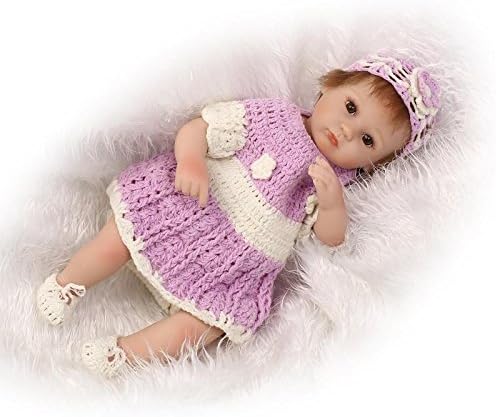 ViKiDoll Reborn Baby Doll Soft Solid Silicone 17inch 42cm Lovely Newborn Baby Doll Sweater Dress Free Magnetic Pacifier Kids Birthday Doll
