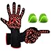 Fire Resistant Gloves Fire Pit 932°F Heat Resistant - BBQ Gloves for Barbecue Kitchen Outodor Cooking Baking Fireplace Accessories with 2 Free Mini Oven Mitts (One Size, Black/Red)