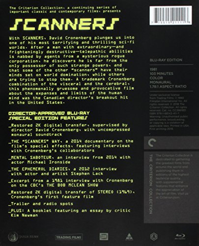 Scanners (Criterion Collection) Blu-ray: Cronenberg's Explosive Telepathic Sci-Fi Horror, Restored 2K Edition