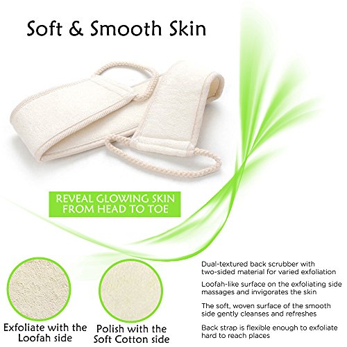 Exfoliating Loofah Back Scrubber for Shower, Body Scratcher Natural Luffa Reduce Back Acne, Exfoliate and Promote Circulation for Men and Women