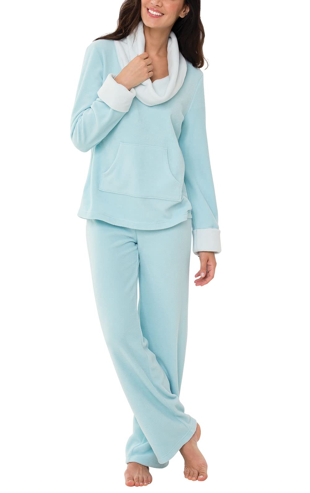 PajamaGram Pajama Sets For Women Soft - Womens Fleece Pajamas, Teal, LG Image