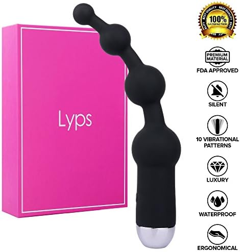 Lyps Massager Vibrating Anal Beads - Waterproof With 10 Vibration Frequency, Anal Plug Vibrator, Body Safe Silicone And No Odor, for men self pleasure