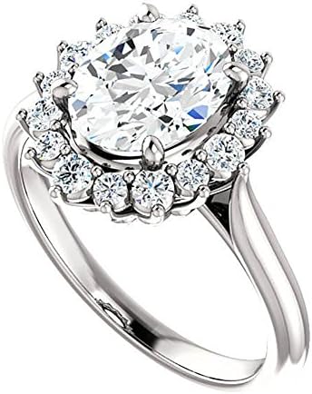 2.00 Carat VVS1 Oval NSCD Simulated Diamond Engagement Ring in 18K Gold over Silver