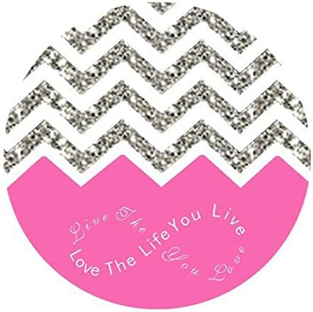 iFUOFF Mousepad Bright Pink "Love the life you live, Live the life you love"and Grey Zigzag Chevron Round Mouse Pad 200x3mm