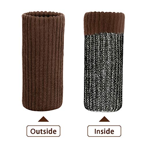 32 PCS Coffee Wool Knit Furniture Socks Maveek Chair Leg Floor Protector Chair Socks Elastic Polyester Floor Furniture Feet Covers Pads Knitting Socks Fit Furniture Leg Girth 1-1/2 to 2-1/4 Inches
