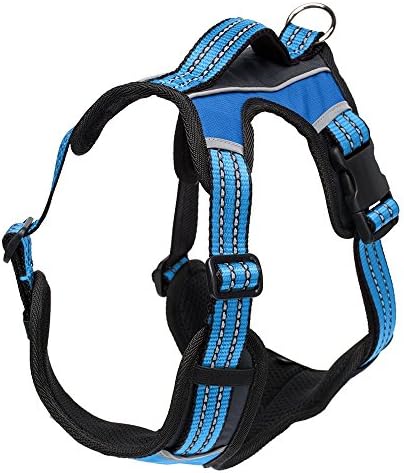 No Pull Dog Harness Reflective Windproof Lightweight Padded with Handle Blue XS