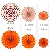 Black Orange Party Hanging Paper Fans Party Ceiling Hangings Halloween Baby Shower Birthday Wedding Party Decorations, 12pc