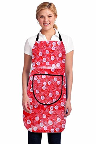 Stop N Shopp Waterproofs Free Size Kitchen Apron with Front Pockets in Red (Pack of 1)