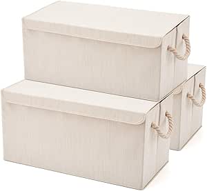 EZOWARE Set de 3 Cajas de Almacenaje Grandes, Cajas de Tela ...