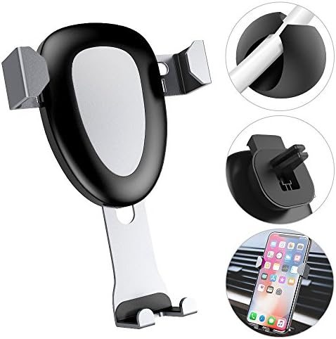 Air Vent Car Mount, Universal Car Phone Holder Mount Cradle, One-Handed Performance Compatible with iPhone X/8/7/6S/6/7 Plus, Samsung S8/S7/S6 Edge and Other Smartphones (Silver)