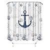 VividHome Nautical Anchor Shower Curtain Boat Sea Ocean Adventure Theme Print Navy Blue Waterproof Fabric Bathroom… 51TMkBIwS1L. SS100