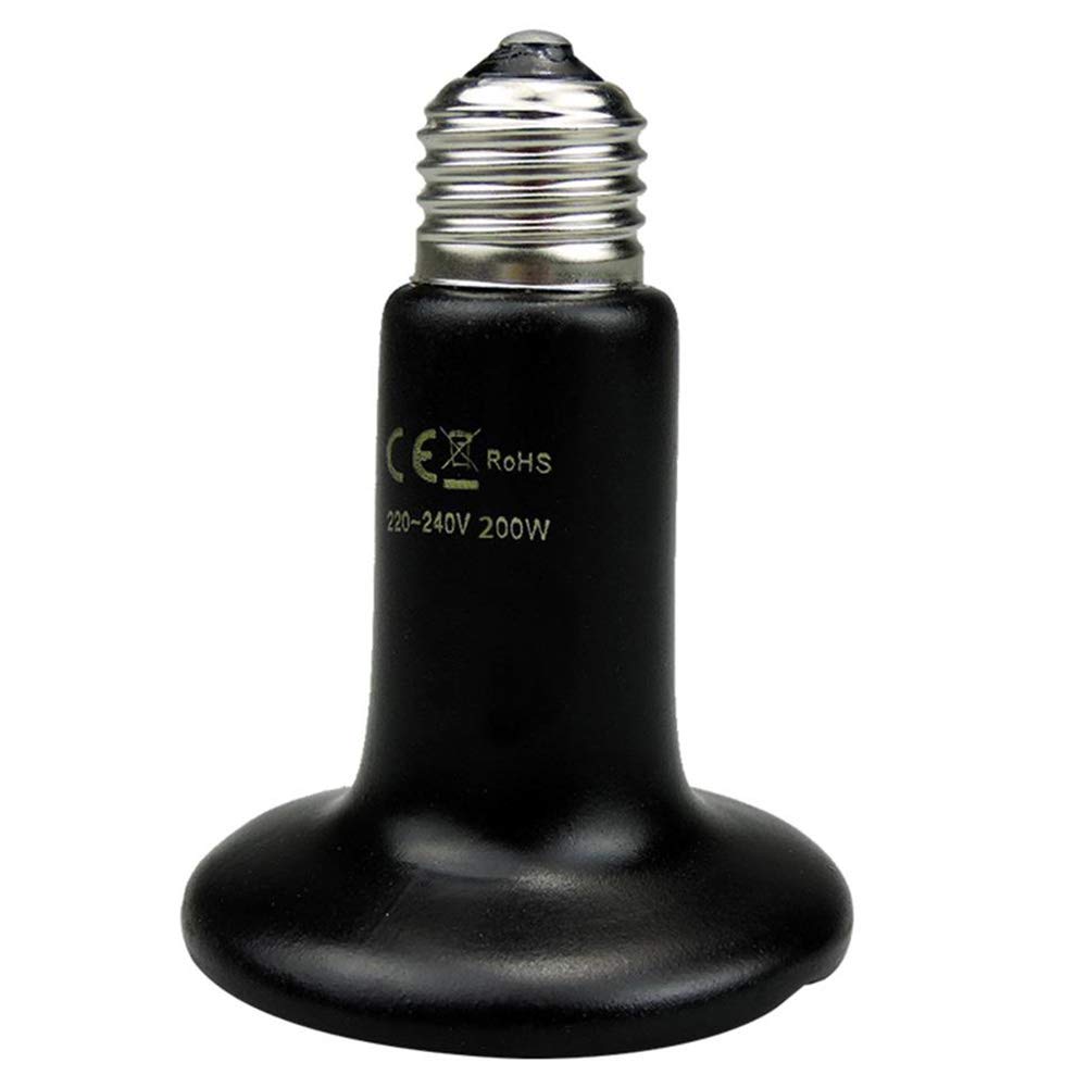 Lucky Farm 200W Reptile Heat Lamp Ceramic Heating Emitter Infrared Bulb for Lizard Tortoise Snake Birds (200W)