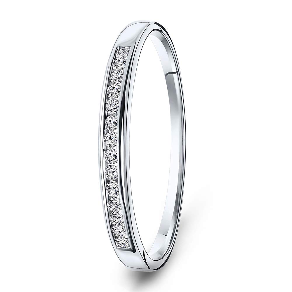 MIORE Women's Eternity Ring 18 Carat 750 White Gold / Yellow Gold with Diamonds 0.10 Carat, White Gold