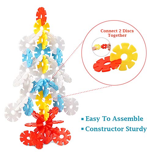 ZoZoplay Snow Flakes 500 Piece Building Blocks Construction STEM Toys Interlocking Plastic Disc Set Kids Classroom Creative and Educational Snowflakes Best Gifts for Boys & Girls Ages 3+ - Thumbnail 5