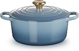 Le Creuset Signature Enamelled Cast Iron Round Casserole 24 cm Chambray view 2