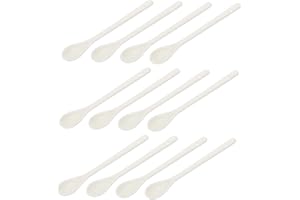Ciieeo 12pcs Ceramic Coffee Stirring Spoons Long Handle h Bone China Dessert Spoons for Home and Café Use 16.5cm