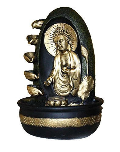 Petrichor Elegant Gautam Buddha with Diyas Indoor Water Fountain for Home Office Decoration and Gifting(Golden and Black, 40 cm)