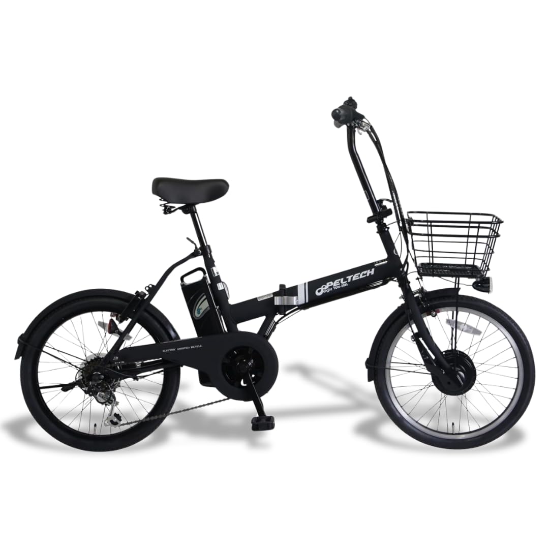 PELTECH TDN-208L-BK 20インチ 折り畳み電動アシスト自転車 外装6段変速 8AH ALLBLACK ペルテックの商品画像
