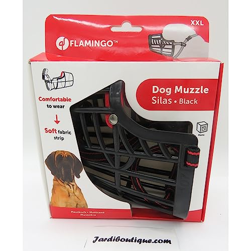 Maulkorb - maulkorb grosse Hunde - XXL | A:10cm B:6,5cm C:15,5cm D:50-72cm - robust und langlebig - Flamingo Maulkorb Hund Silas