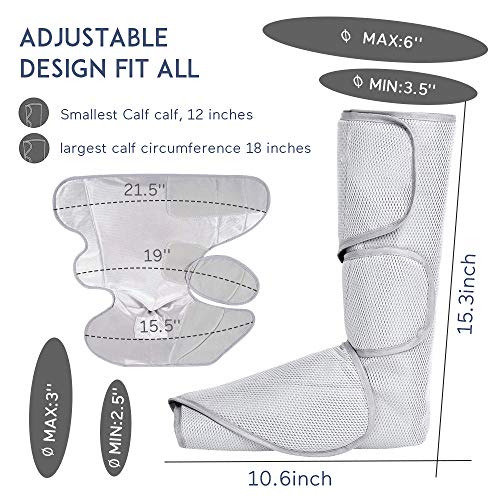 Leg Massager for Circulation, Air Compression with Heating Function Wraps Massages Foot and Calf Massager for Relaxation, Handheld Controller 6 Modes 3 Intensities and 2 Temperatures - Thumbnail 6