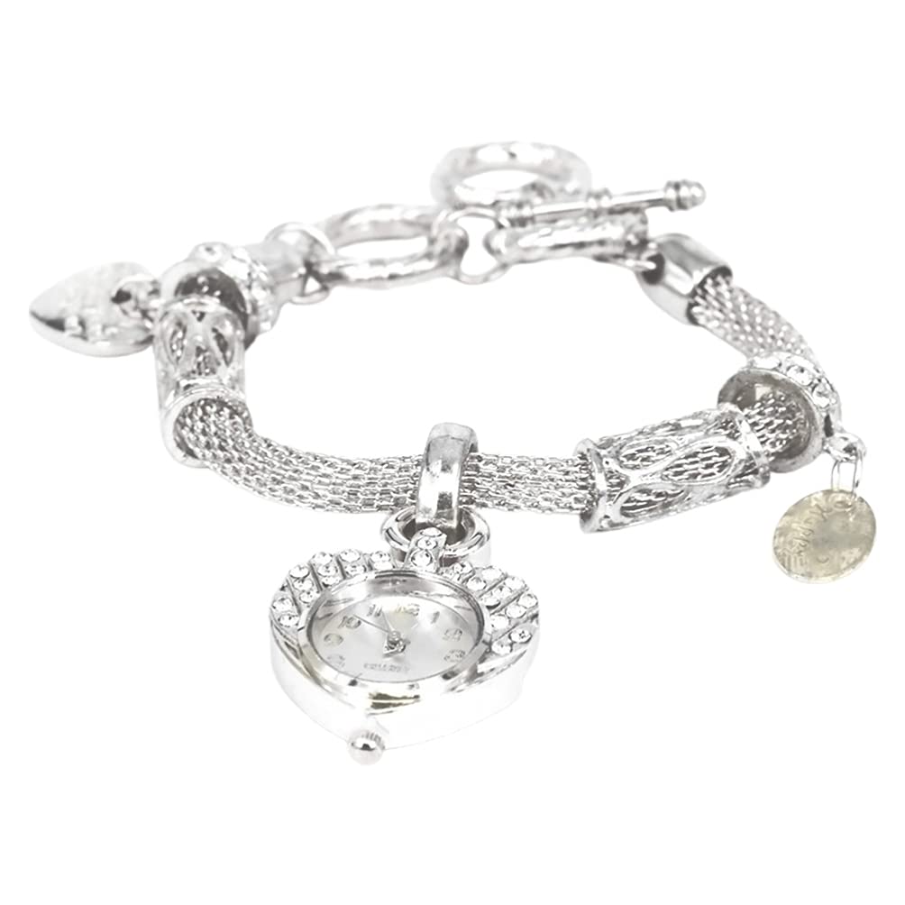 ABOOFAN Silver Bracelet Watch - Crystal Bangle Watch with Rhinestone for Women & Girls