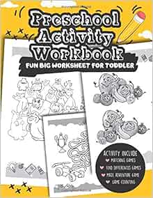 Preschool Activity Workbook: Fun big worksheet for toddler: Space