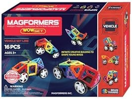 Magformers Vehicle Wow Set (16-pieces) Magnetic    Building      Blocks, Educational  Magnetic    Tiles Kit , Magnetic    Construction  STEM Toy Set includes wheels