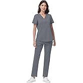 niaahinn Women's Scrub Set - V-Neck Medical Uniforms with Stretch Fabric & Zipper Pockets