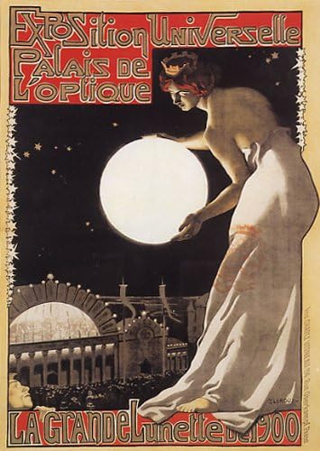 EXPOSITION UNIVERSELLE PALAIS DE L'OPTIQUE LA GRANDE LUNETTE 1900 MOON PARIS SMALL VINTAGE POSTER CANVAS REPRO