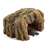 uxcell Yellow Resin Reptile Turtle House Cave Hiding Spot Habitat Ornament for Aquarium
