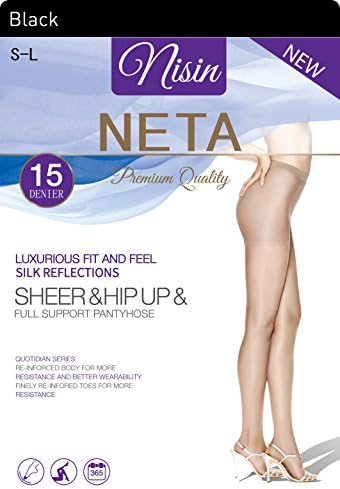 Nisin - Pantyhose 15 Denier Sheer and HIP UP Full Support Silk Panty Hose Premium Quality