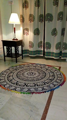 Elephant Mandala Round Roundie Beach Throw Indian Tapestry Hippie Yoga Mat Decor (Cotton)