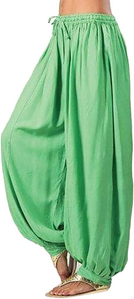 Plus Size Solid Color Loose Harem Pants Yoga Drawstring Palazzo Lounge Wide Leg Green