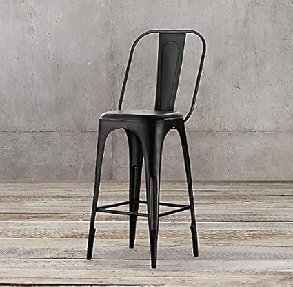 D & D Arts Metal Bayern Barstool | Kitchen Chair for Restaurant, Bar and Cafe (Black and Glossy)
