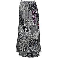 Mogul Interior Womens Patchwork Skirt Vintage Patches Ethnic Peasant Long Skirts S/M
