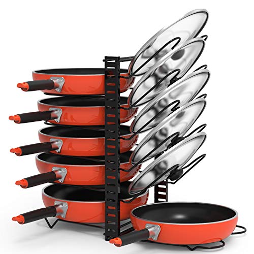 Xcosrack Pot Pan Lid Rack 12 Tier TwoinOne Adjustable Pan Organizer