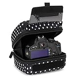 USA GEAR Hard Shell DSLR Camera Case (Polka Dot) with Molded EVA Protection, Quick Access Opening, Padded Interior and Rubber Coated Handle-Compatible with Nikon, Canon, Pentax, Olympus and More